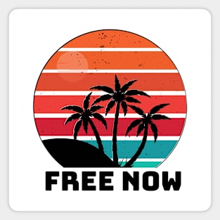 Free Now Tropical Sunset with Palm Trees Magnet